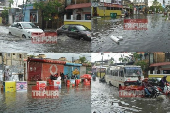 Agartala floodings continue against Biplabâ€™s tall promises of â€˜No more Agartala flooding under BJP Govtâ€™ : Rain showers turn Tripura Capital a Lake, CPI-M controlled AMC fails again 